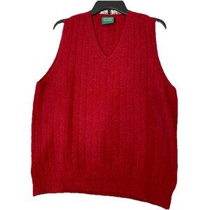 Lothlorian Large New Zealand Luxury Possum Merino Wool Red Sweater‎ Vest FLAW